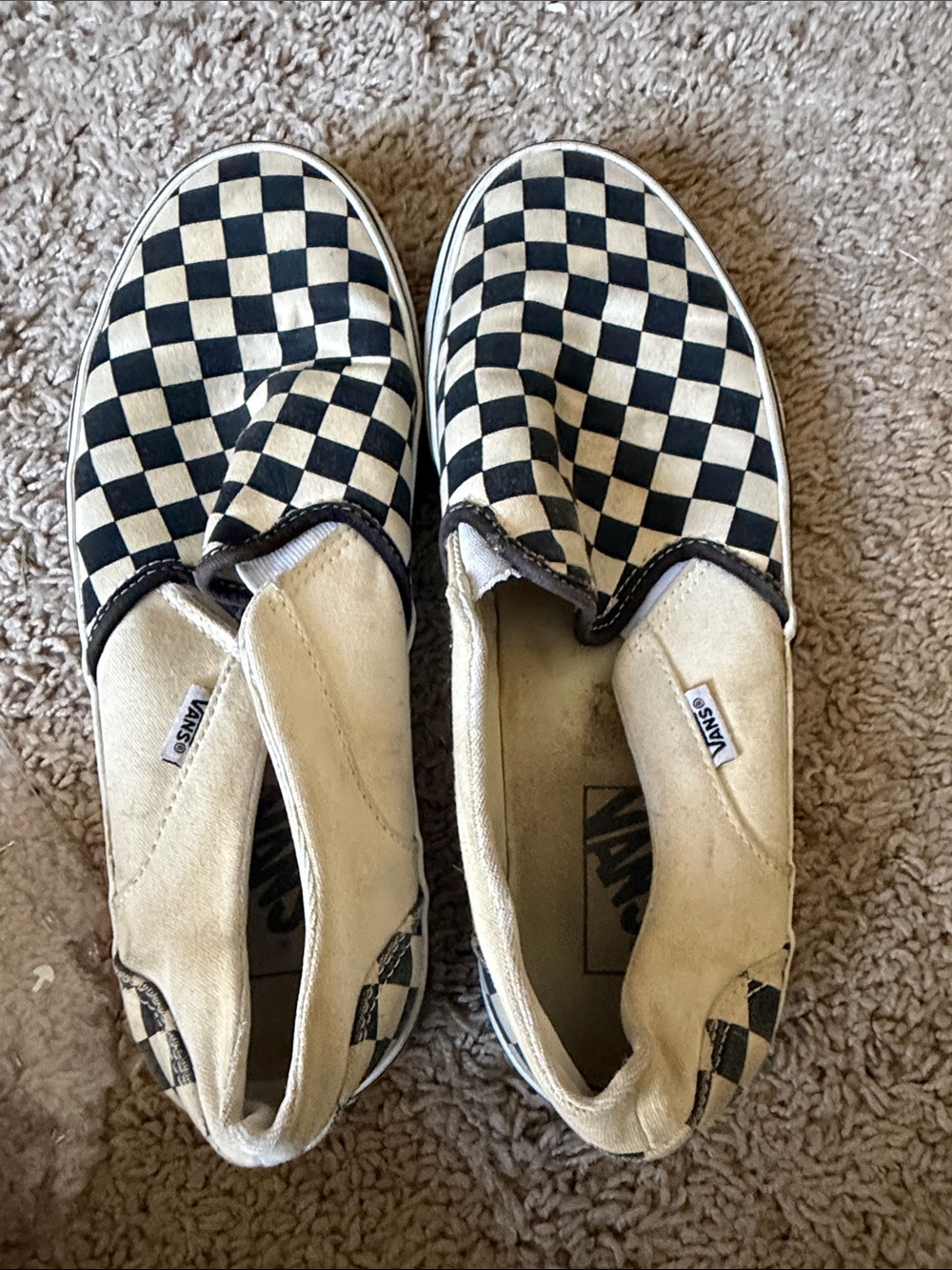 Vans Checkerboard Slip-On Sneakers - Black & Cream